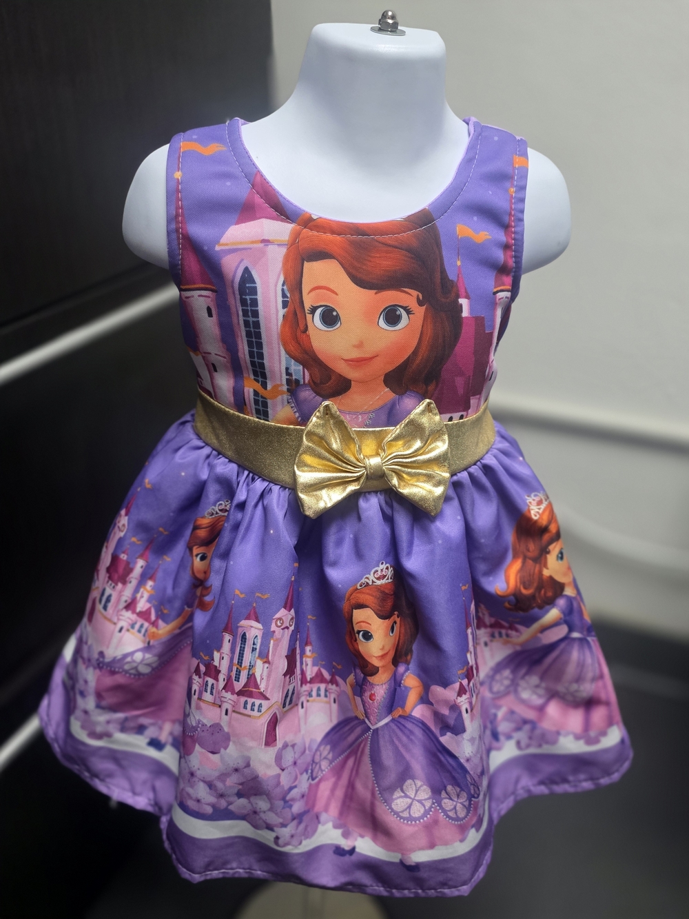 Purple Princess Sofia  Dress for Kids with Gold Bow